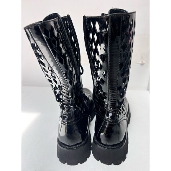 Jeffrey Campbell Womens Black Crinkle Patent Leather Side Zip Demode Boot Size 9 - Picture 5 of 7